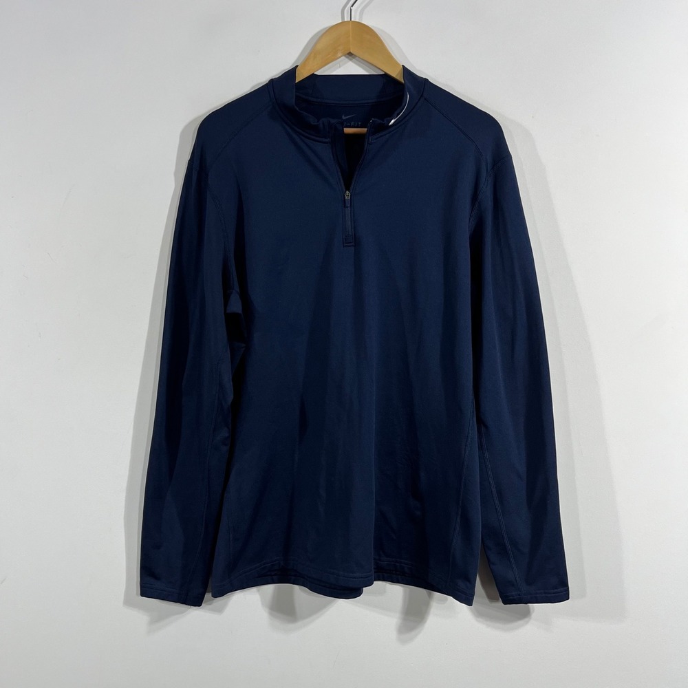 Nike Dri-FIT Athleisure Sporty Golf Navy Blue 1/4 Zip Long Sleeve Shirt Mens XL